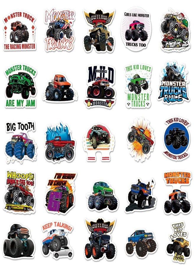 DULEFUN 50PCS Monster Truck Stickers, Truck Car Stickers for kids, Car Stickers Waterproof for Water Bottles Skateboard Car Bike Phone Case Laptop Suitcase, Monster Truck Gifts for Girls Boys Party - Image 3